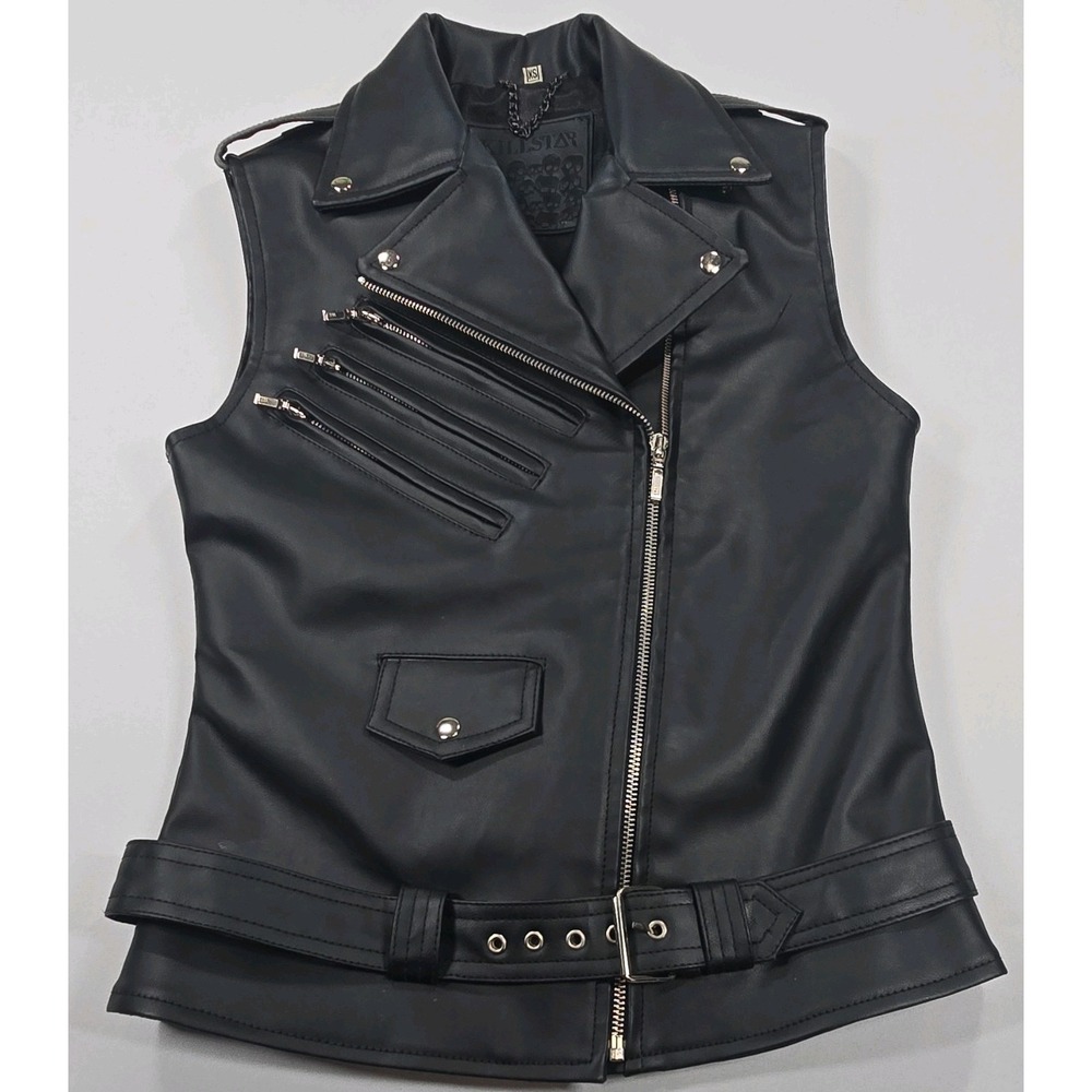 Killstar Size Xs Faux Leather Sleeveless Jacket Goth Punk